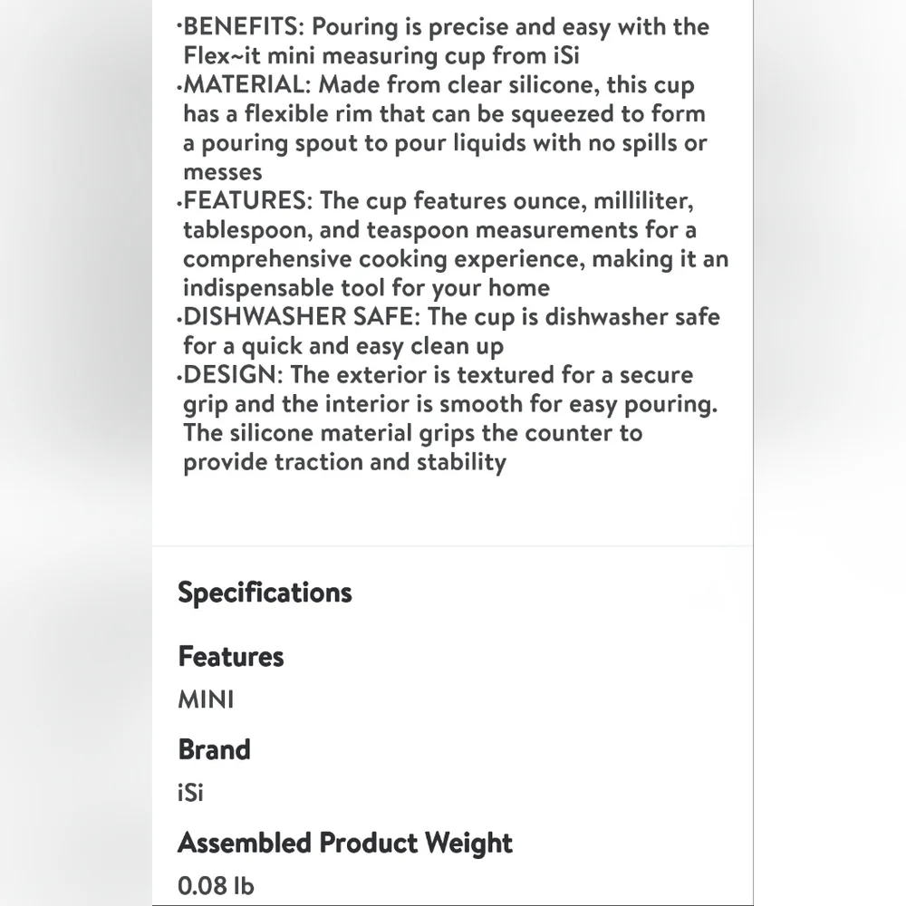 iSi Basics Flex It Mini Measuring Cup 4 Tsp B26900 Clear